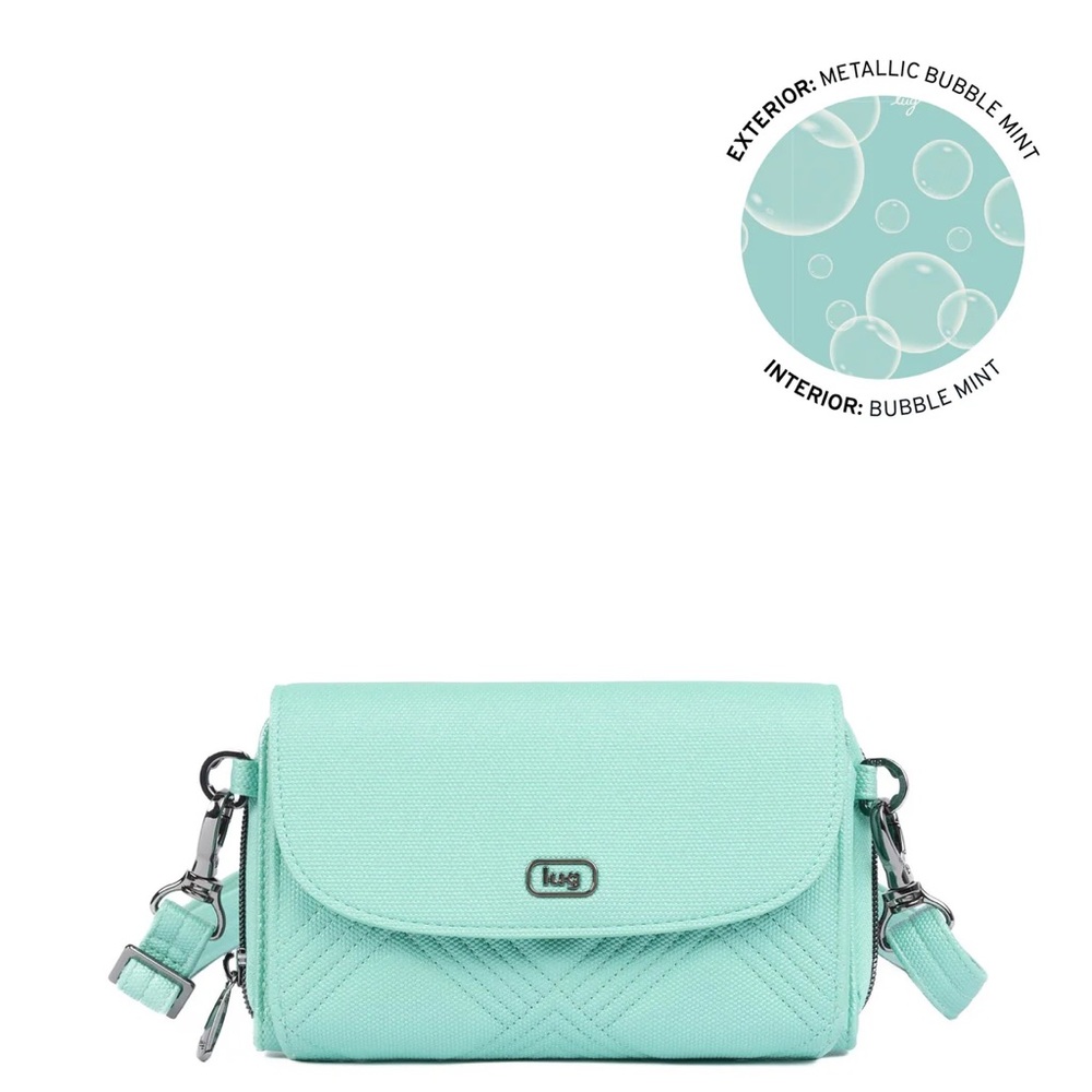 Lug Vault Matte Luxe VL RFID Convertible Crossbody Bubble Metallic Mint NWT